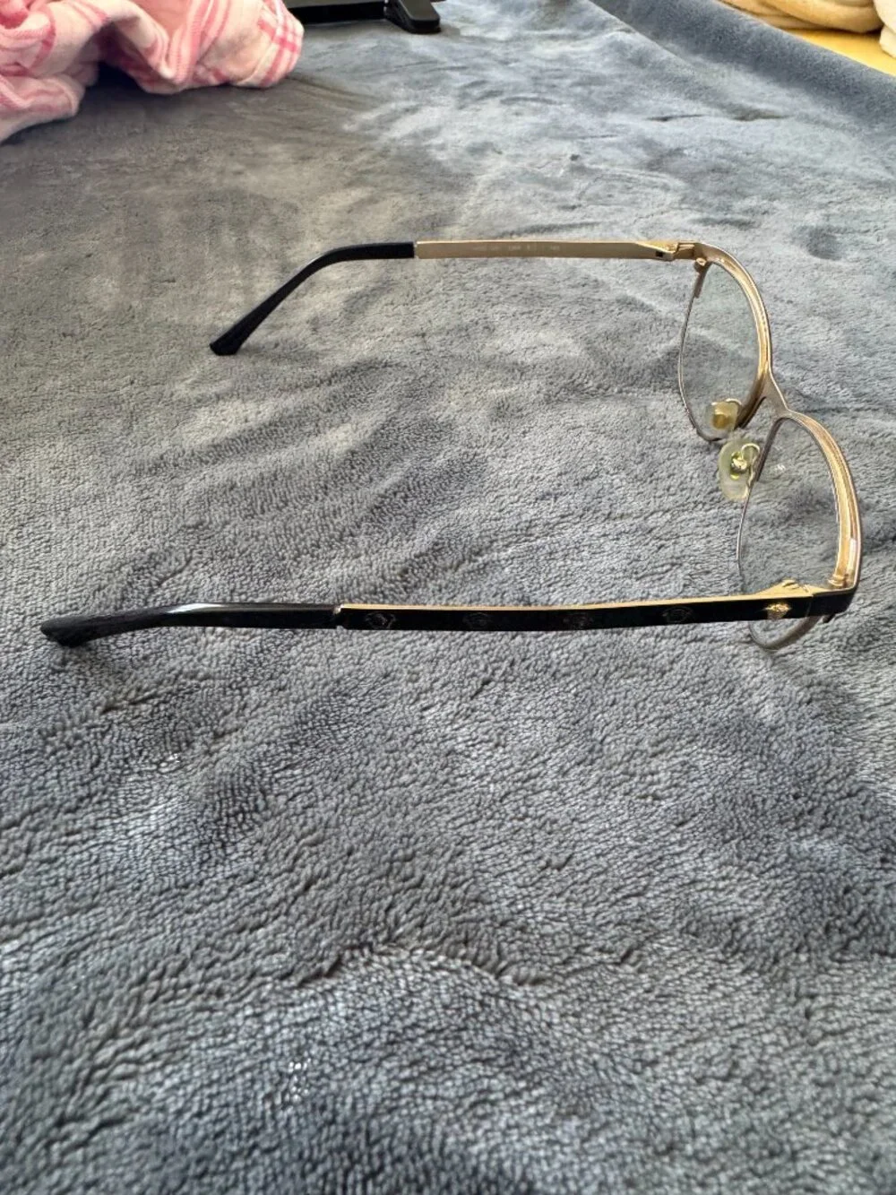 Versace Blue Light Glasses Black Gold Semi Rimless Cat Eye Medusa Frames Italy